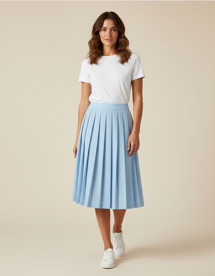 Jupe Patineuse Bleue Ciel Plissée Fluide