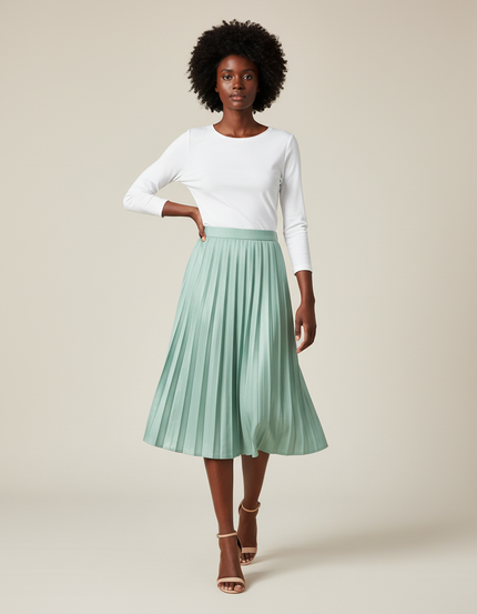 Jupe Patineuse Menthe Plissée Fluide