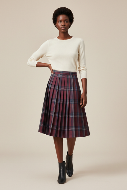 Jupe Patineuse Plissée Écossaise Chic