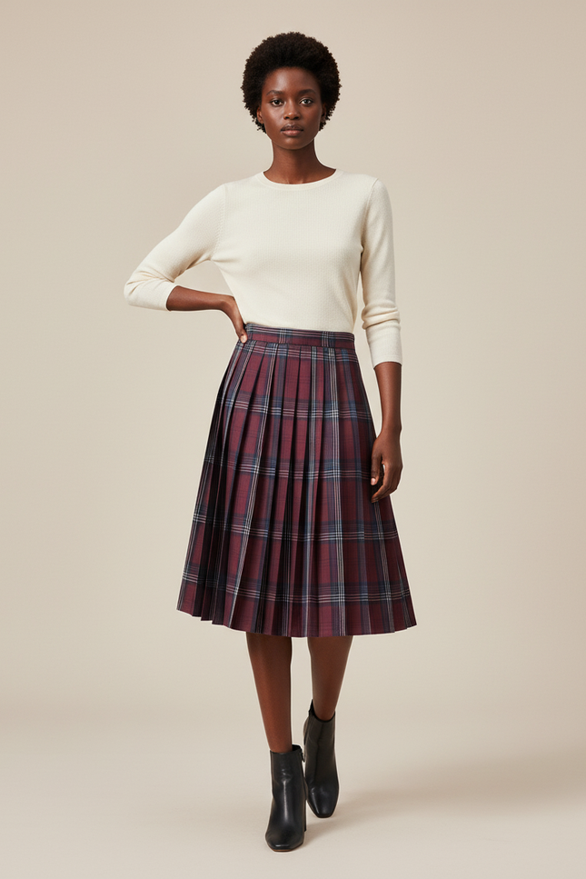 Jupe Patineuse Plissée Écossaise Chic