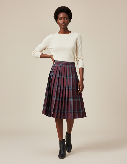 Jupe Patineuse Plissée Écossaise Chic