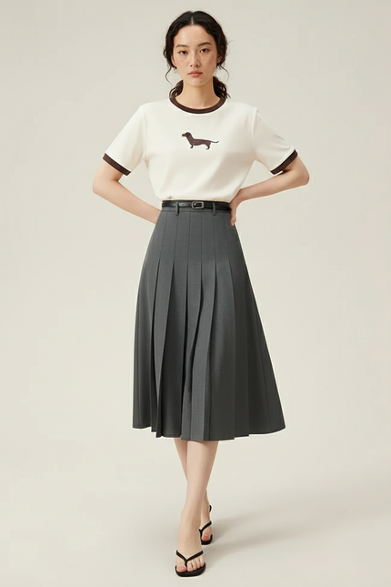 Jupe Patineuse Grise Plissée Élégante Raffinée