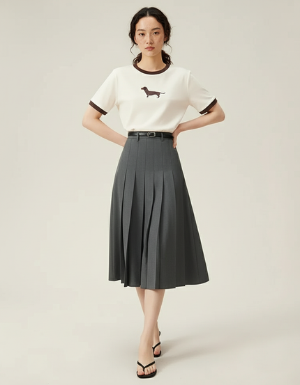 Jupe Patineuse Grise Plissée Élégante Raffinée