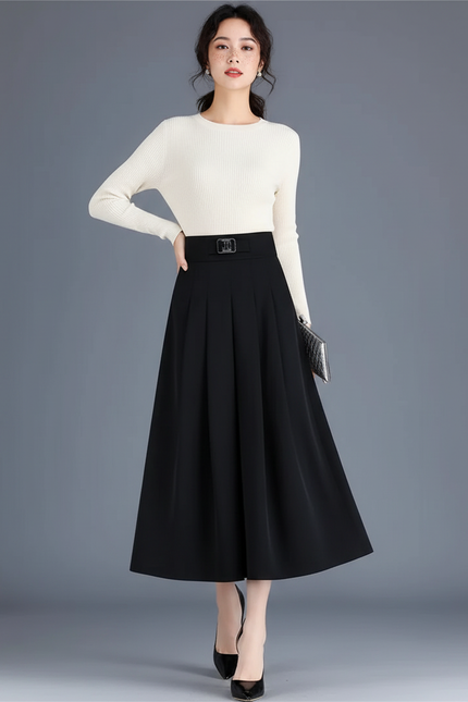 Jupe Patineuse Noire Longue