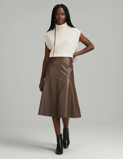 Jupe Patineuse Simili Cuir Mi Longue