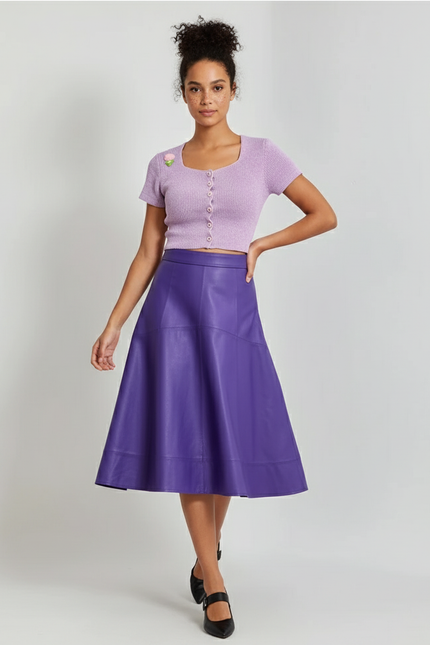 Jupe Patineuse Taille Haute Cuir