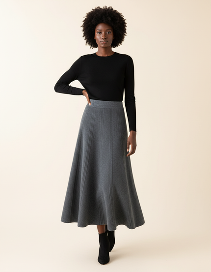 Jupe Patineuse Midi Grise Élégante