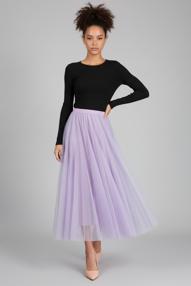 Jupe Patineuse Tulle Lavande Élégante