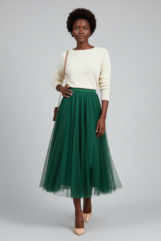 Jupe Mi Longue Patineuse Bouffante