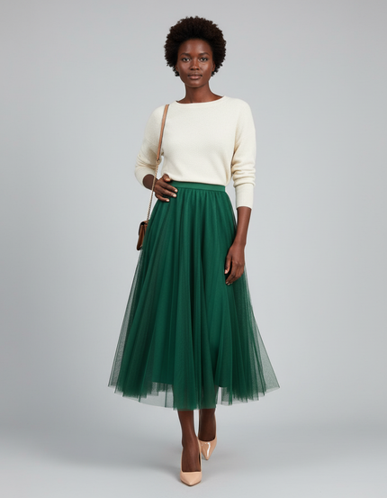 Jupe Mi Longue Patineuse Bouffante