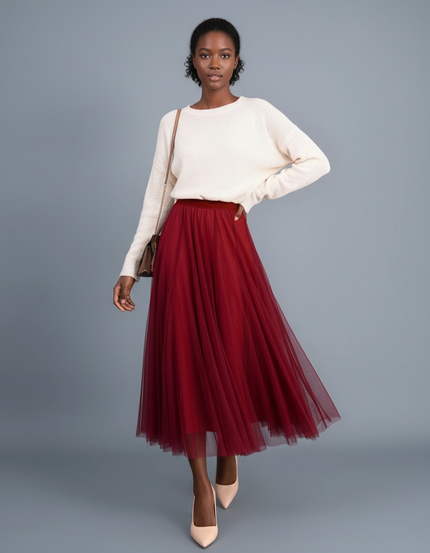 Jupe Patineuse Rouge Tulle Fluide