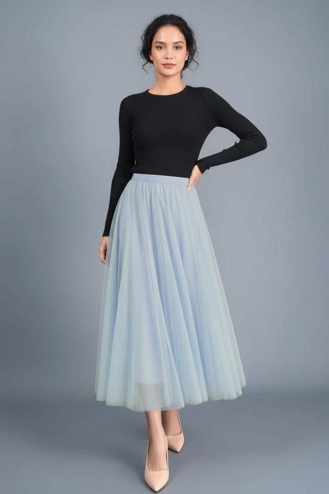 Jupe Patineuse Bleu Ciel Tulle Élégante