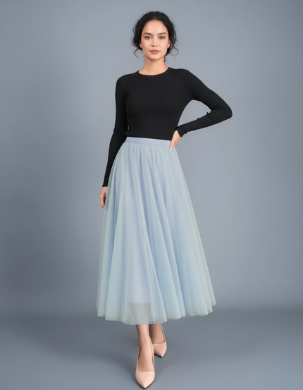 Jupe Patineuse Bleu Ciel Tulle Élégante