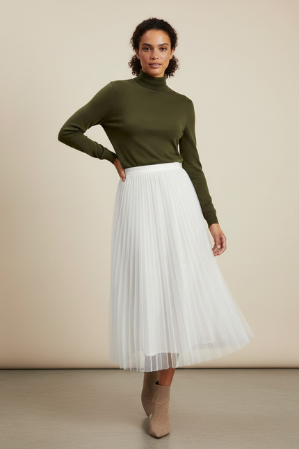 Jupe Patineuse Blanche Plissée Élégante