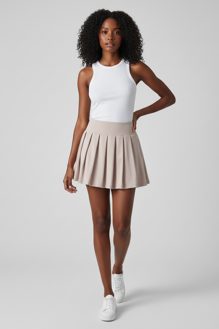 Jupe Patineuse Beige Plissée Athlétique