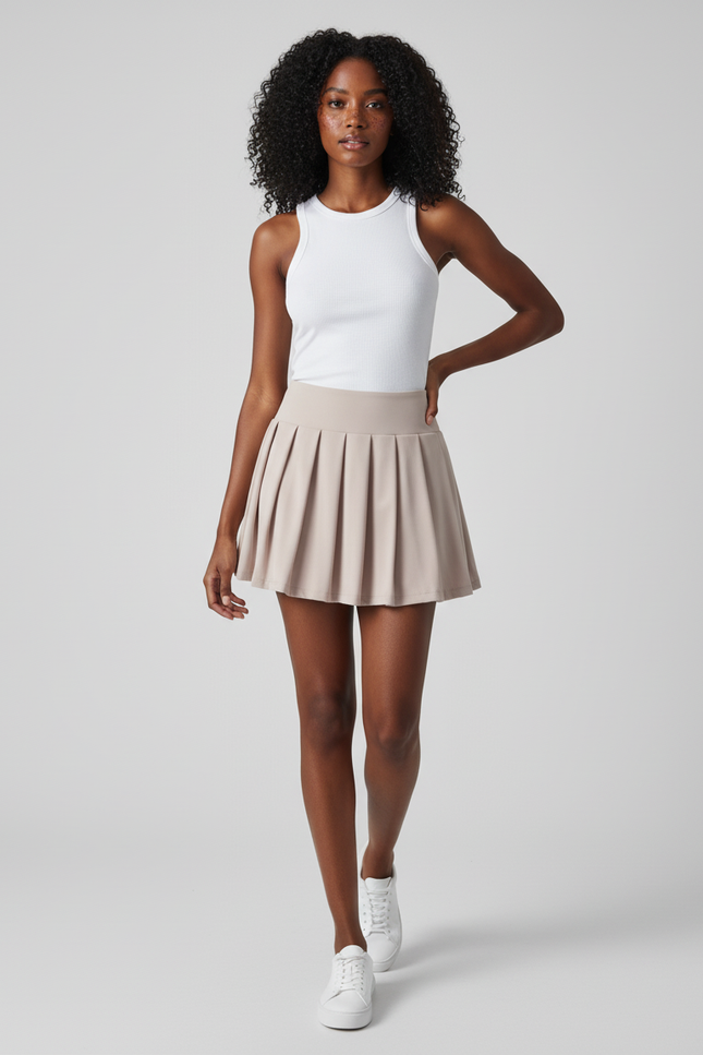 Jupe Patineuse Beige Plissée Athlétique