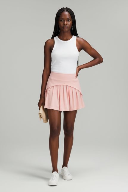 Jupe Patineuse Rose Plissée