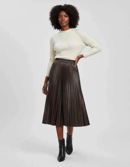 Jupe Patineuse Marron Plissée Chic