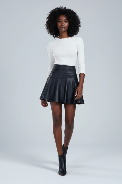Jupe Patineuse Noire Cuir Élégante
