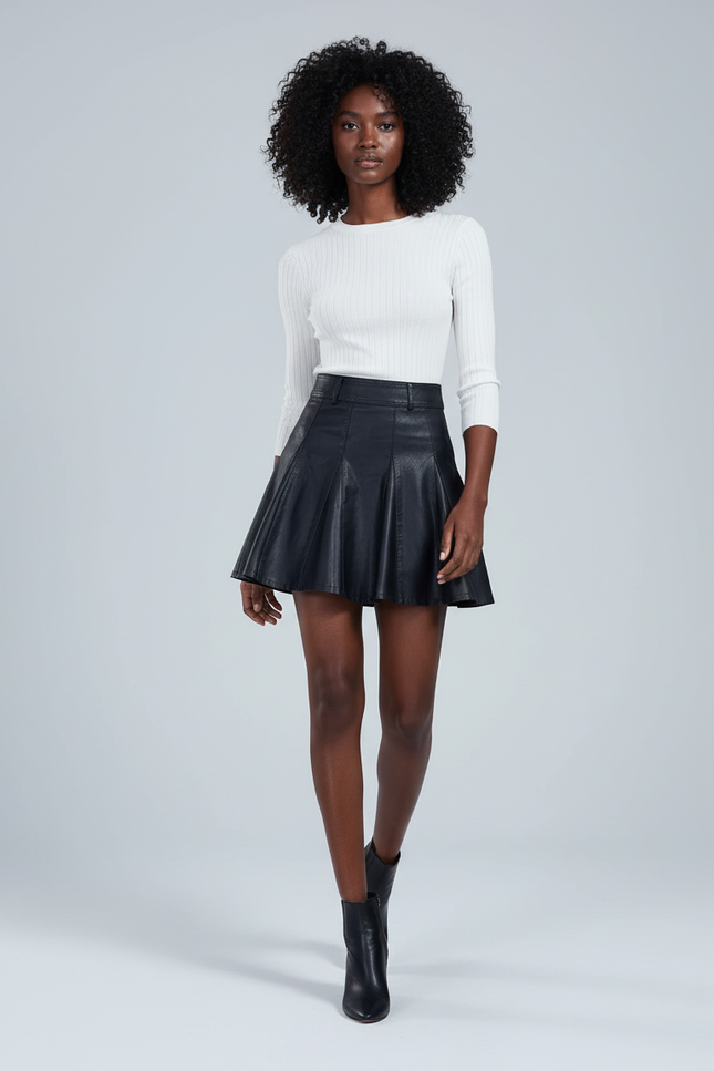 Jupe Patineuse Noire Cuir Élégante