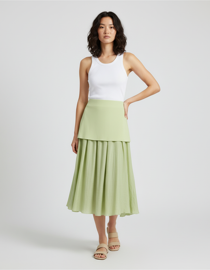 Jupe Patineuse Vert Pistache Plissée Élégante