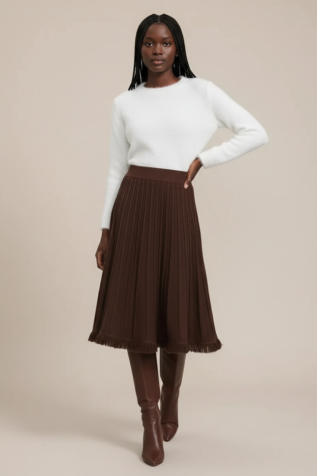 Jupe Patineuse Maille Plissée Chic