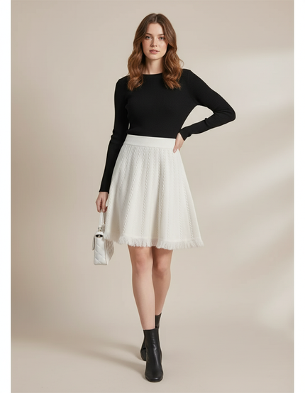 Jupe Patineuse Tricotée Franges Chic