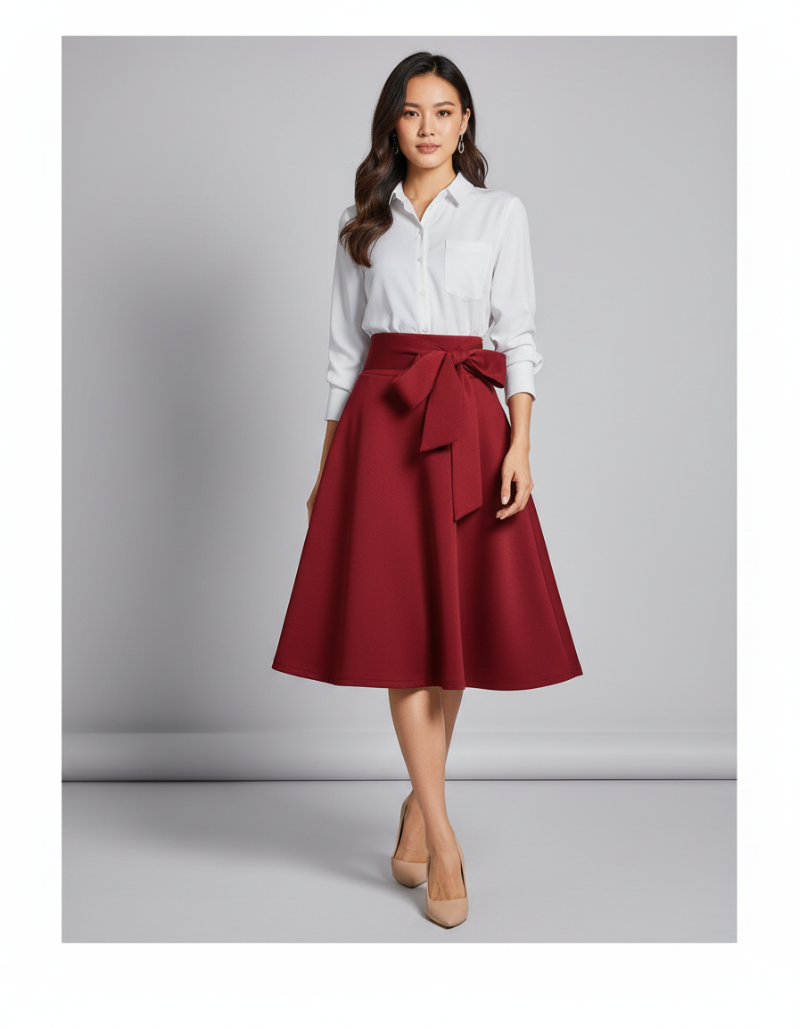 Jupe Patineuse Rouge Bordeaux