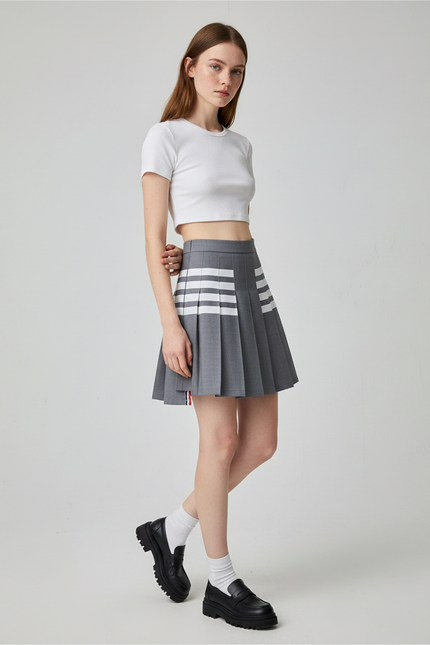 Jupe Patineuse Grise Plissée Y2K