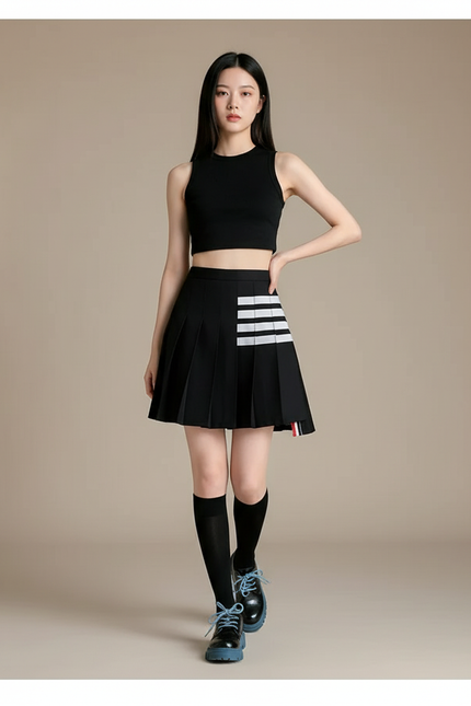 Jupe Patineuse Noire Plissée Y2K