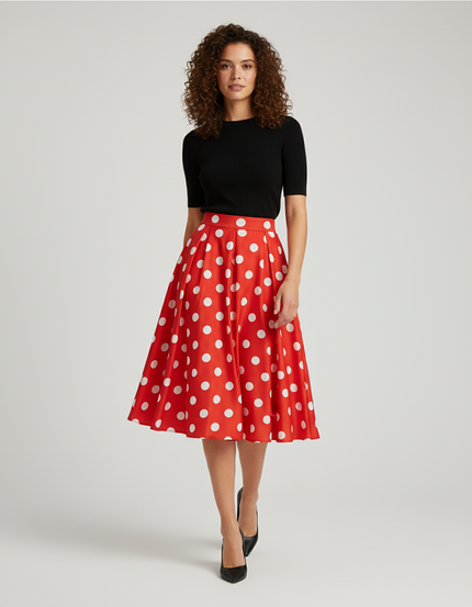 Jupe Patineuse Rouge Pois Blancs Élégante