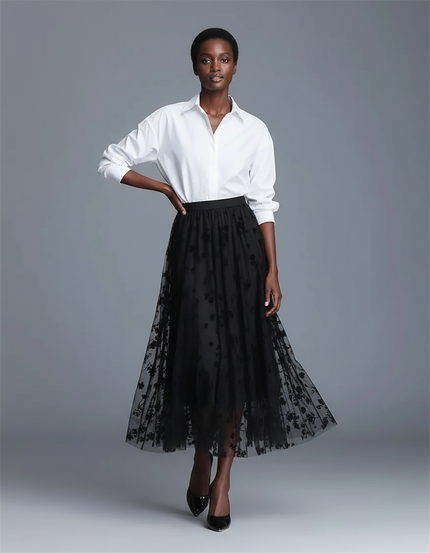 Jupe Patineuse Longue Florale Élégante