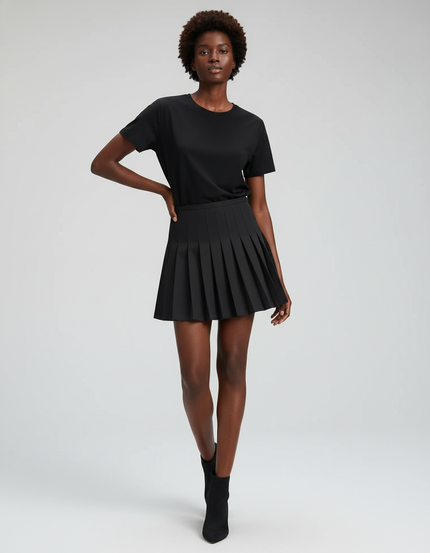 Jupe Patineuse Noire Plissée Chic Stylée