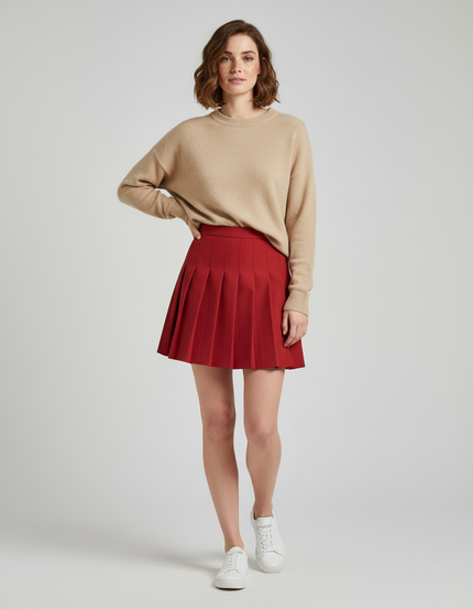 Jupe Patineuse Rouge Plissée Chic