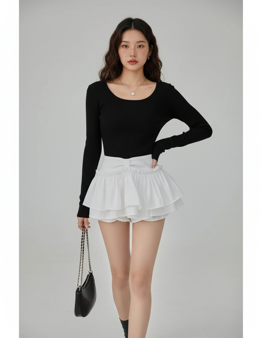 Jupe Patineuse Blanche Volumineuse Chic