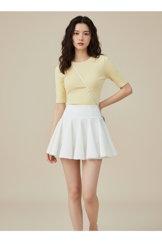 Jupe Patineuse Blanche Plissée Chic Lumineuse Délicate