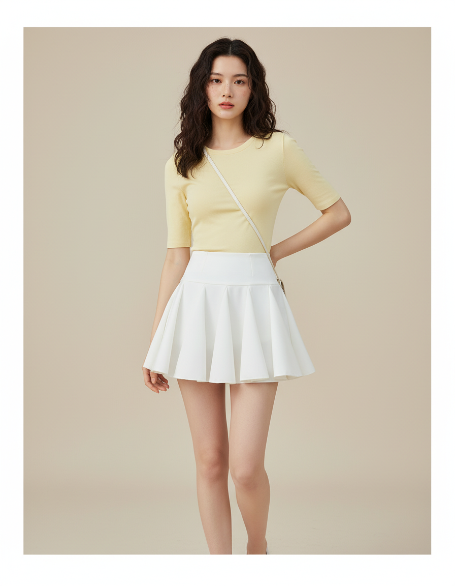 Jupe Patineuse Blanche Plissée Chic Lumineuse Délicate