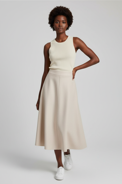 Jupe Patineuse Crème Suède Élégante