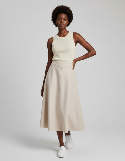 Jupe Patineuse Crème Suède Élégante