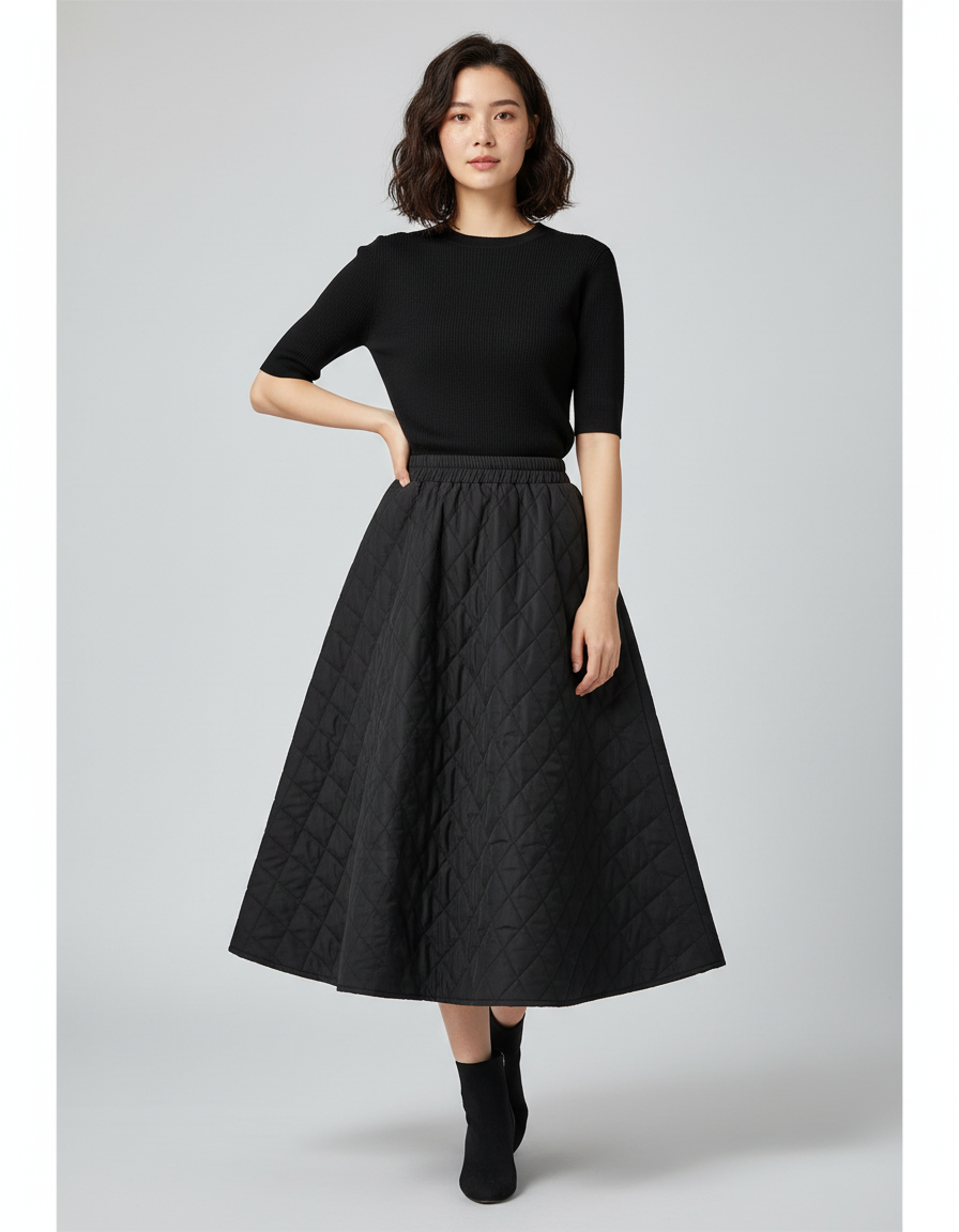 Jupe Patineuse Noire Mi Longue