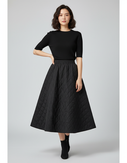 Jupe Patineuse Noire Mi Longue