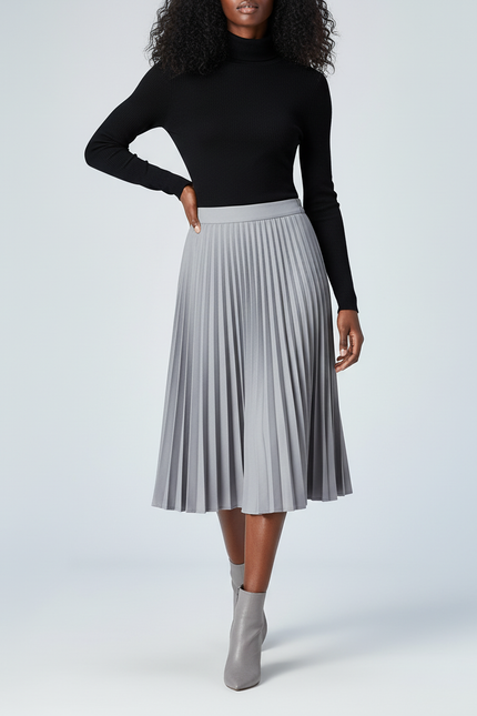 Jupe Patineuse Grise Plissée Chic