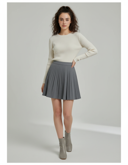 Jupe Patineuse Grise Plissée Décontractée