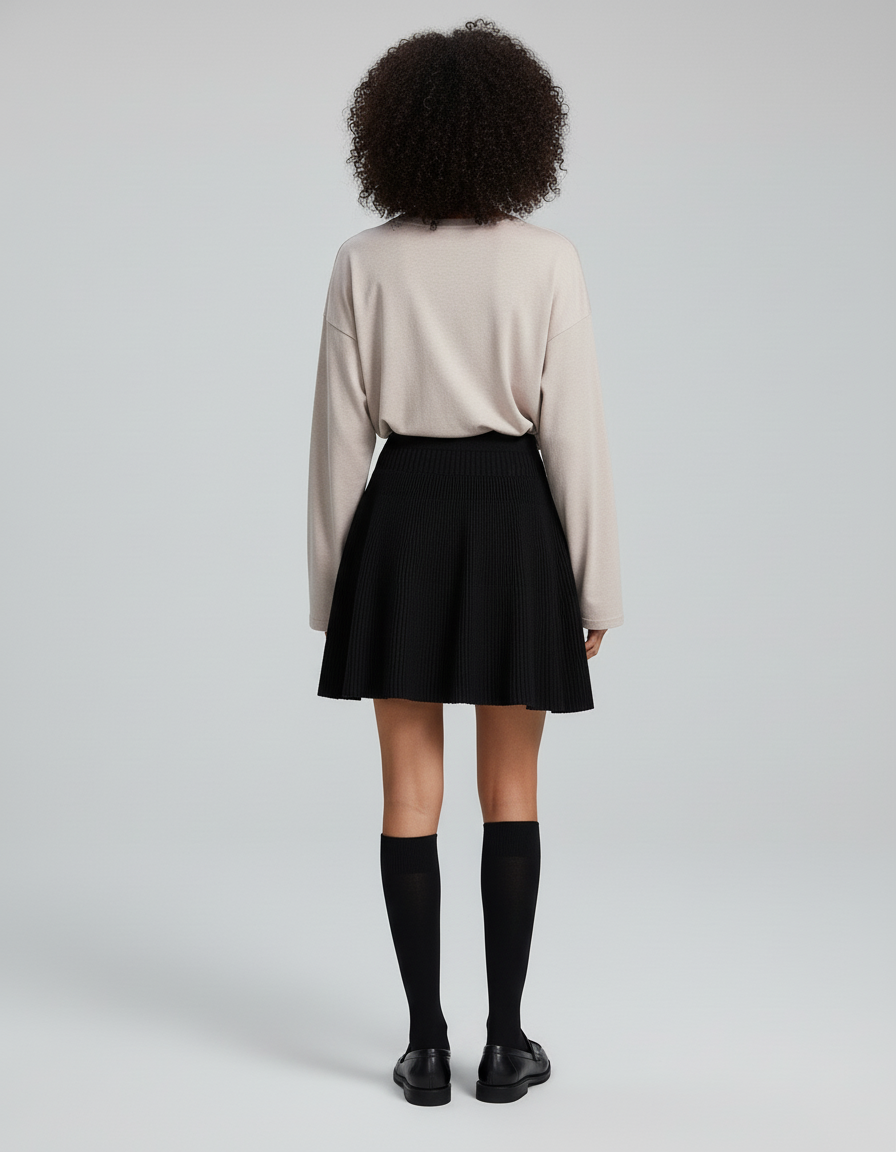 Jupe Patineuse Noire Taille Haute