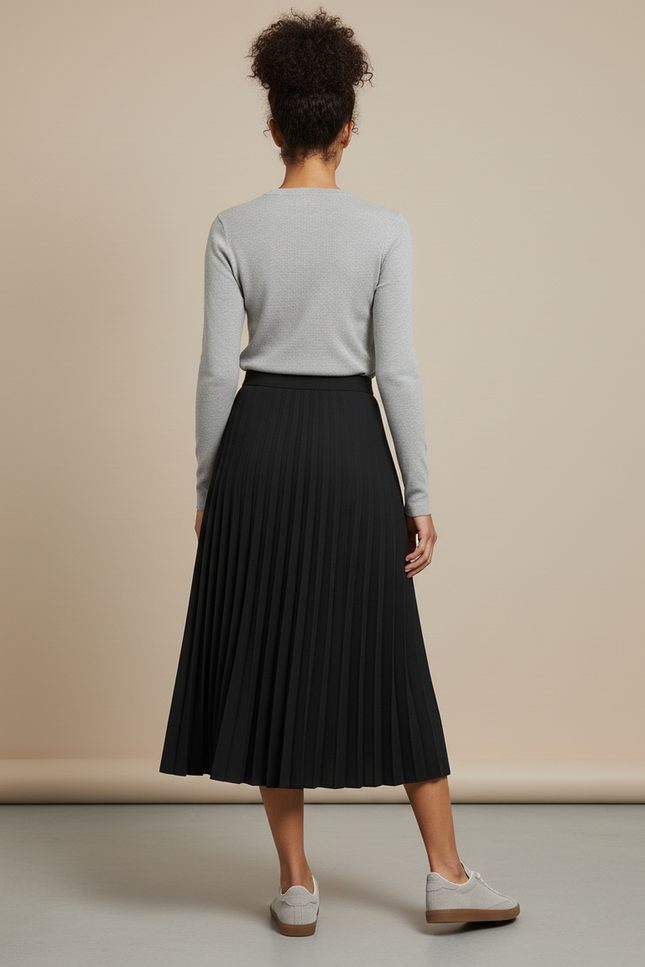 Jupe Patineuse Noire Plissée Vintage