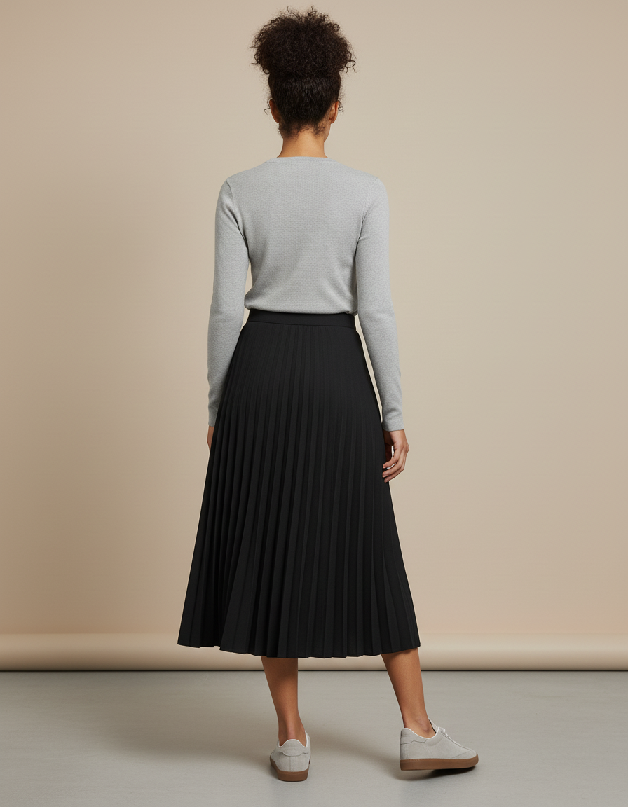 Jupe Patineuse Noire Plissée Vintage