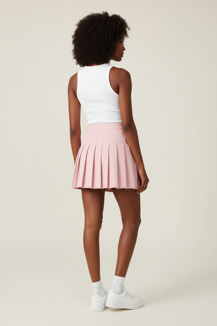 Jupe Patineuse Rose Pâle Plissée Chic