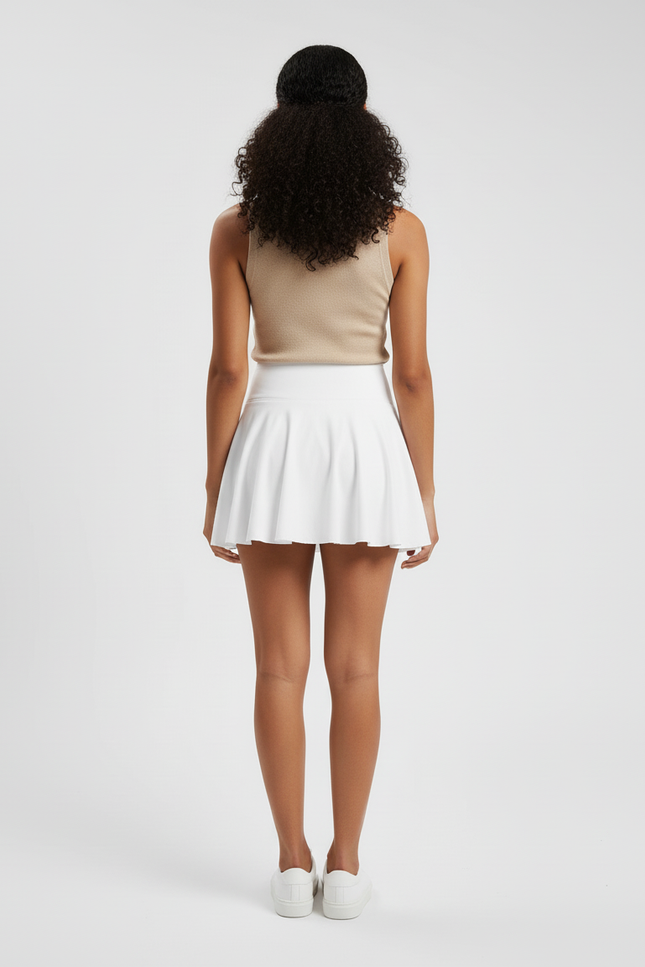 Jupe Patineuse Blanche Taille Croisée Fluide