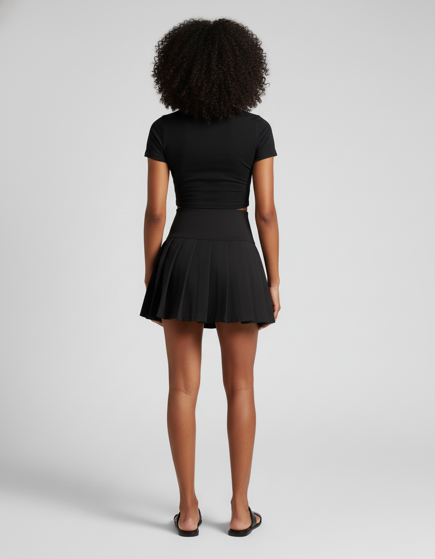 Jupe Patineuse Plissée Taille Haute Y2K