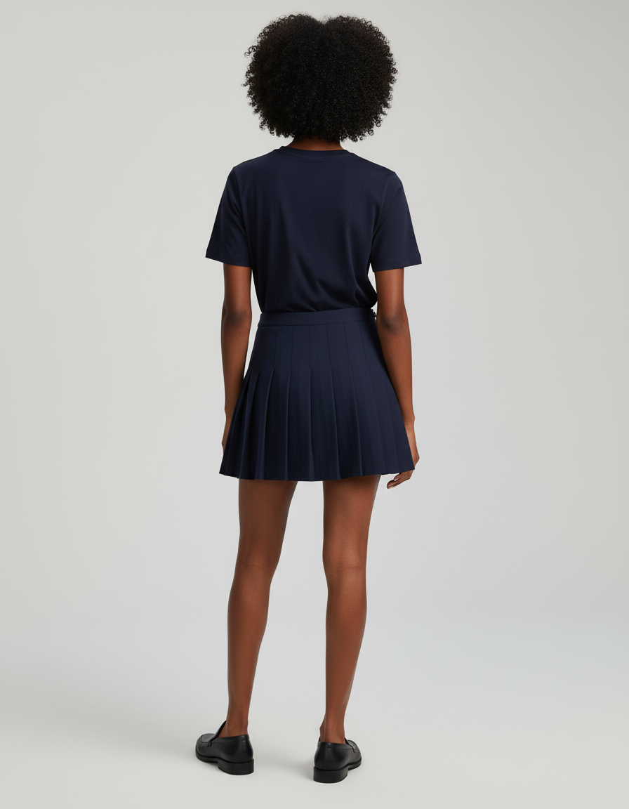 Jupe Patineuse Bleue Marine Plissée Chic